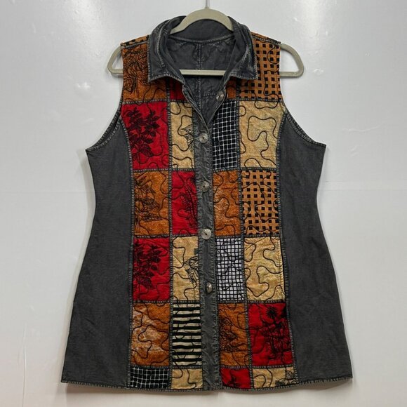 Parsley & Sage Tops - Parsley & Sage Womens Sleeveless Patchwork Vest tunic L 100% Cotton long line